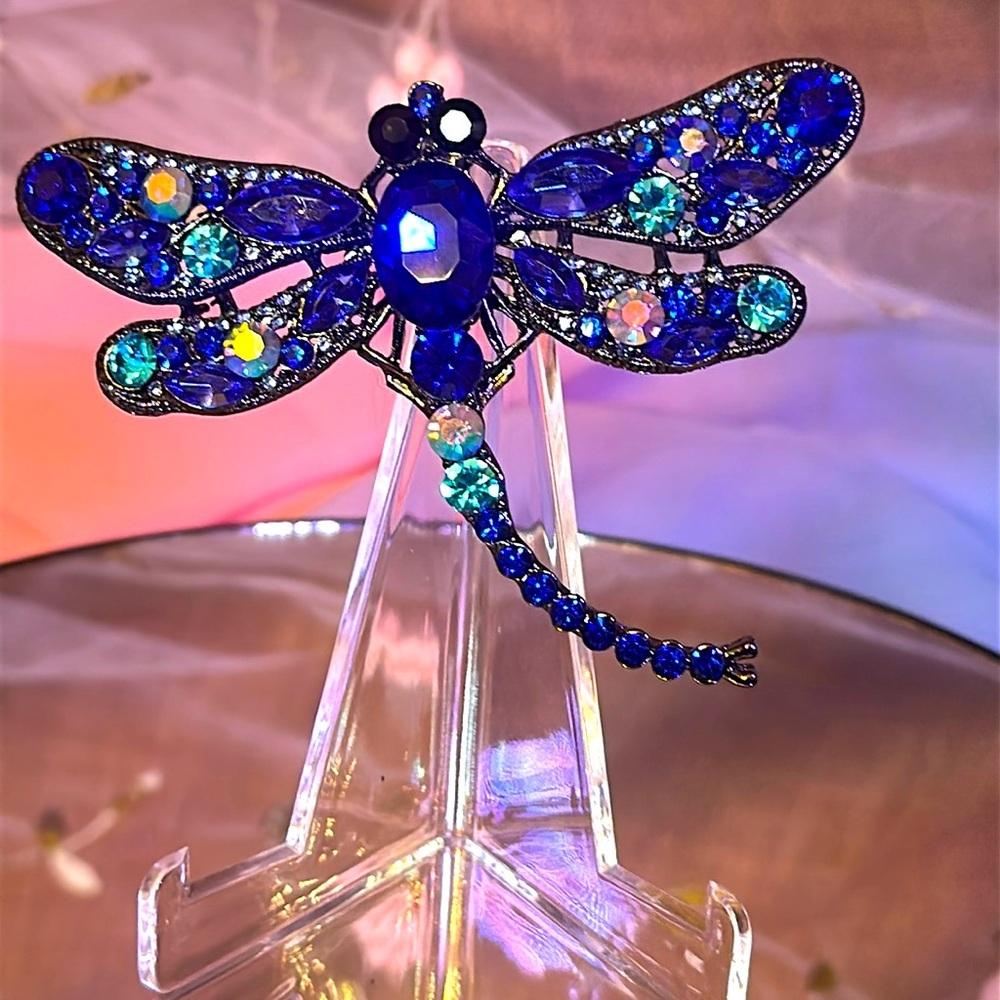 Dragonfly Large Brooch or Pendant Blues